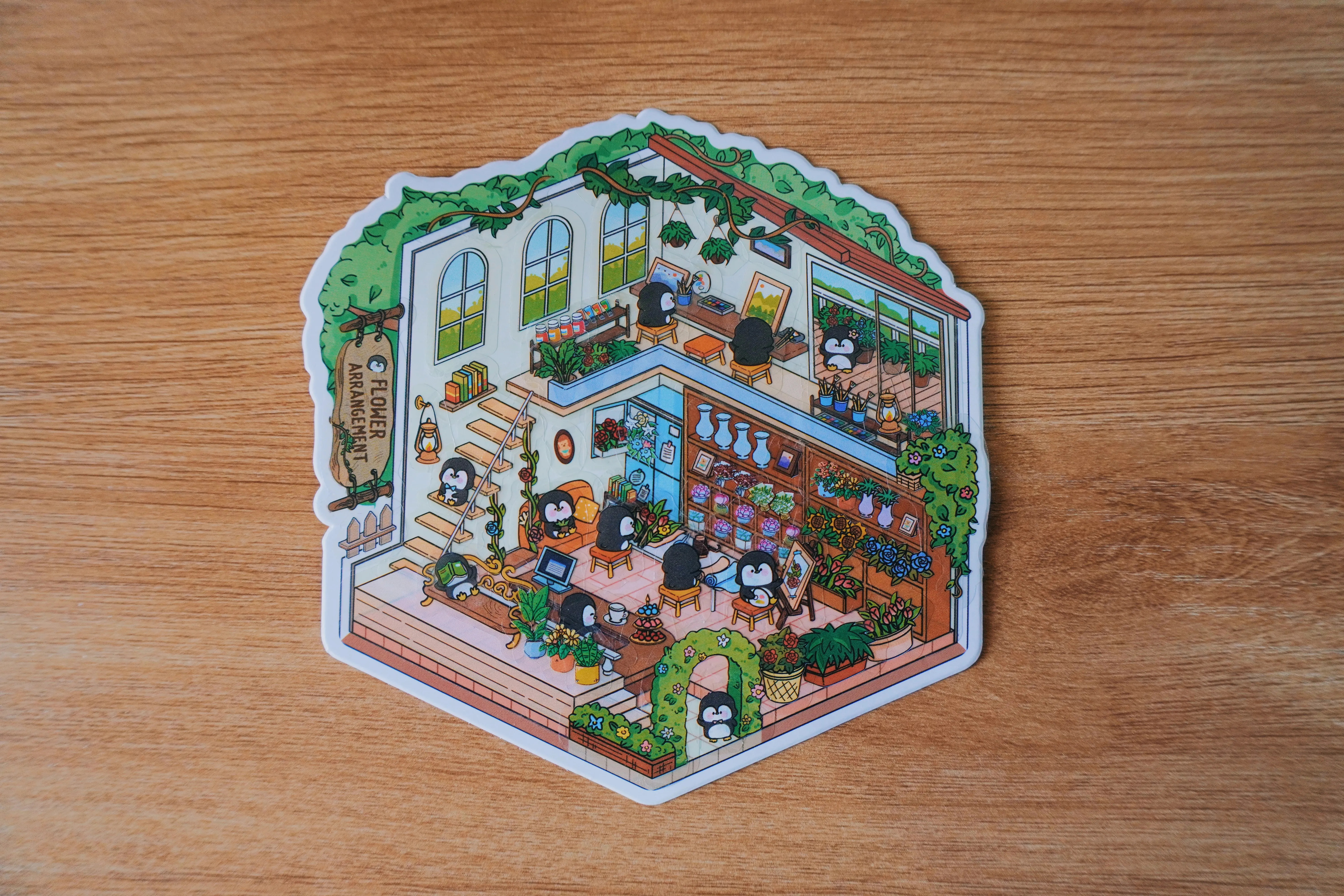 Penguins' Flower Shop DIY 3D Scene