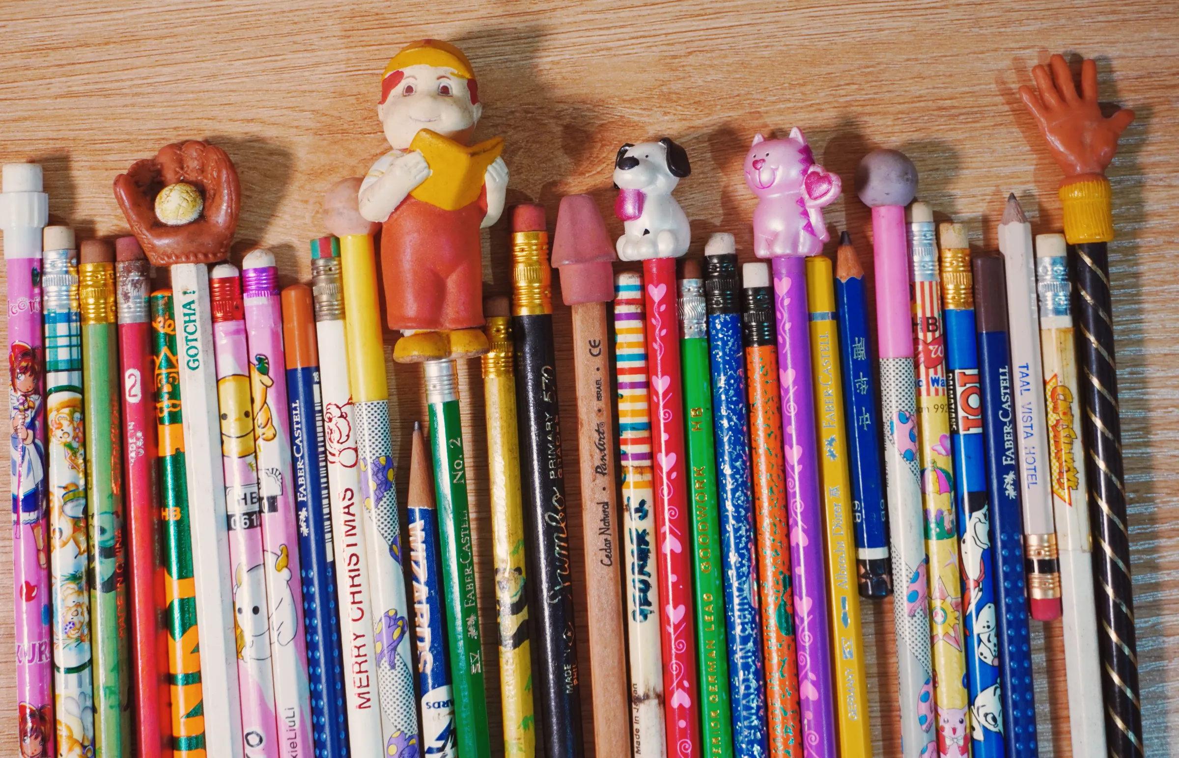 Some of these are colored pencils. Some were from hotels.