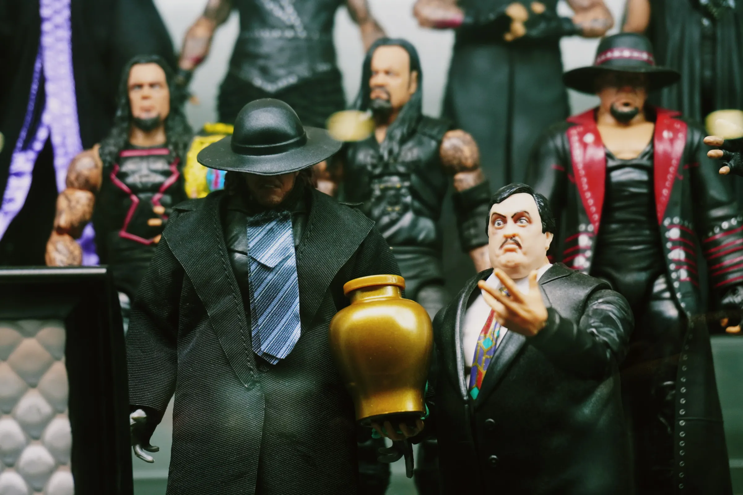 Undertaker. This was just one shelf. There was a whole glass cabinet filled with just Undertaker figures