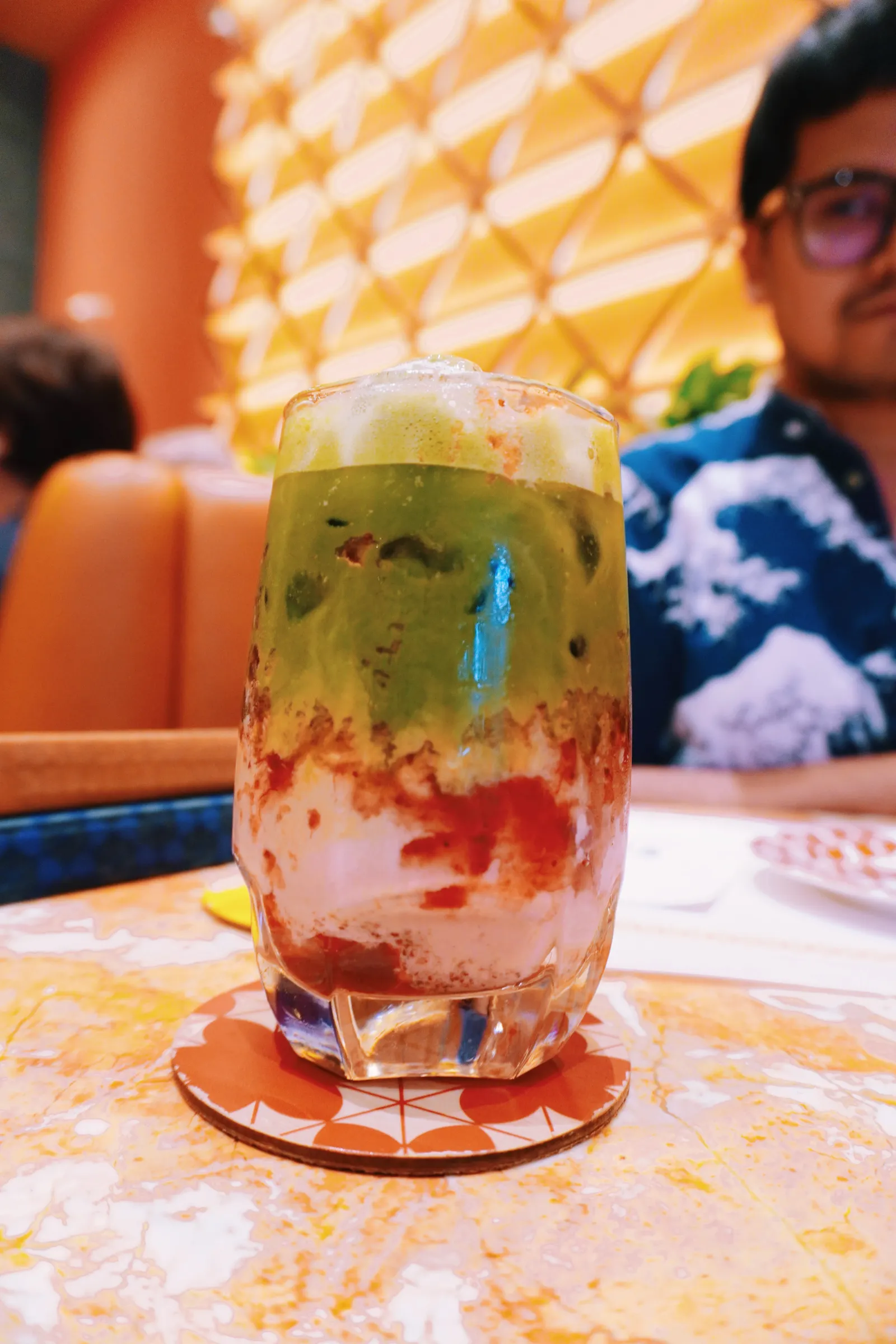 Lots of matcha for these people. Matcha and strawberry drink