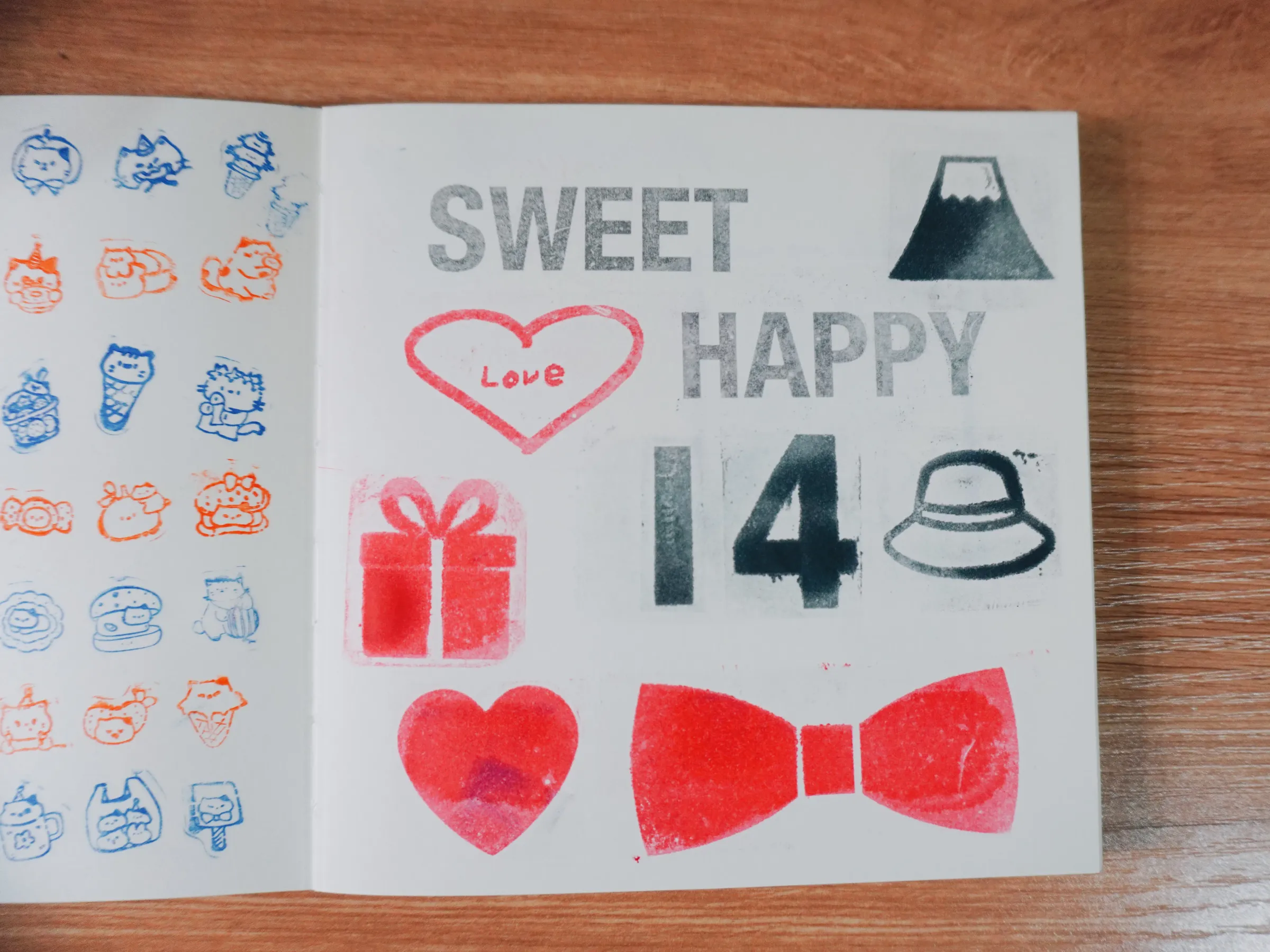 I pressed a bit harder than I should have. The ink bled through some of the pages, but that's ok. All part of this stamp notebook's journey.