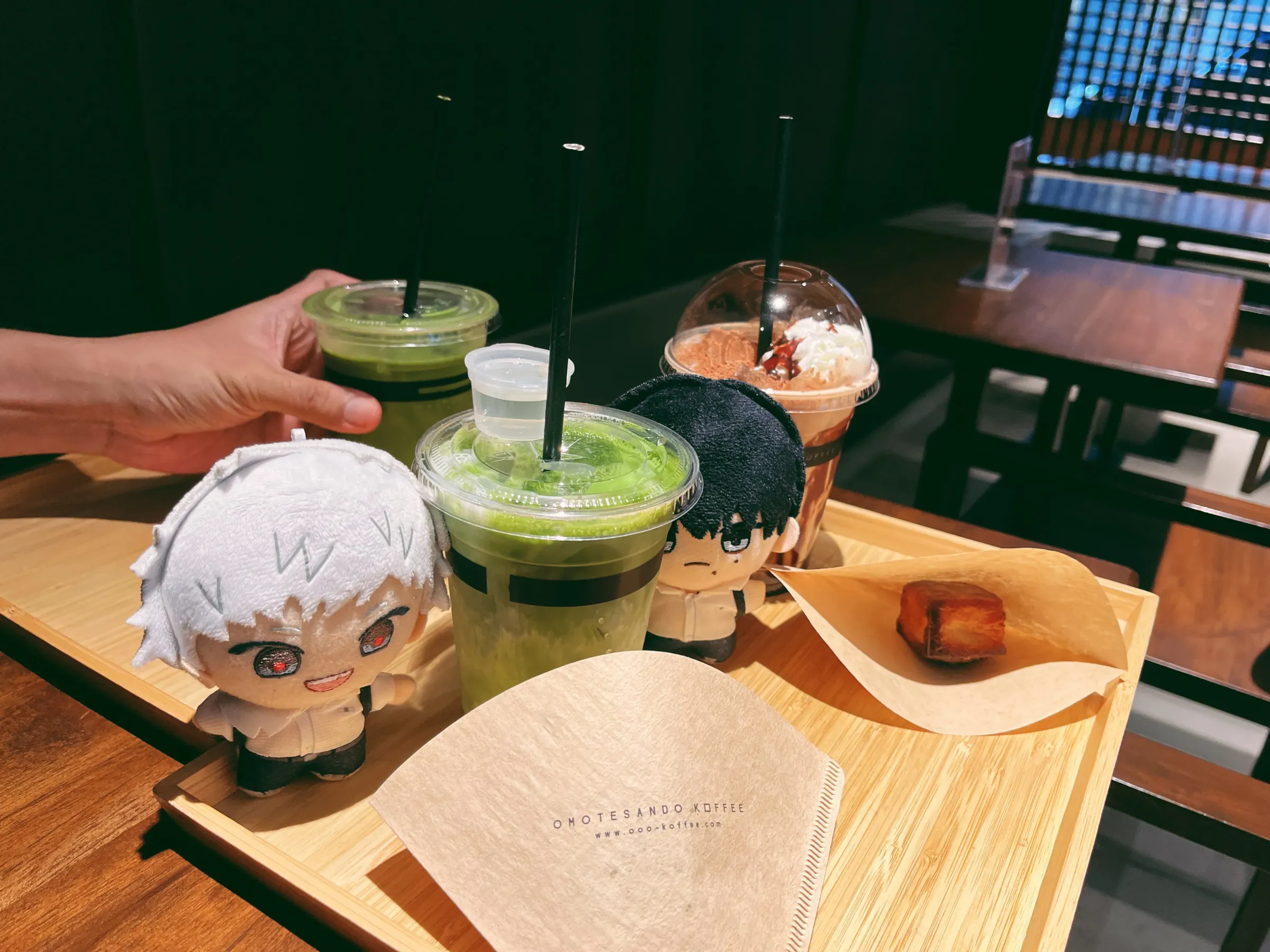 Iced matcha lattes and iced mocha (hehe for me again)
