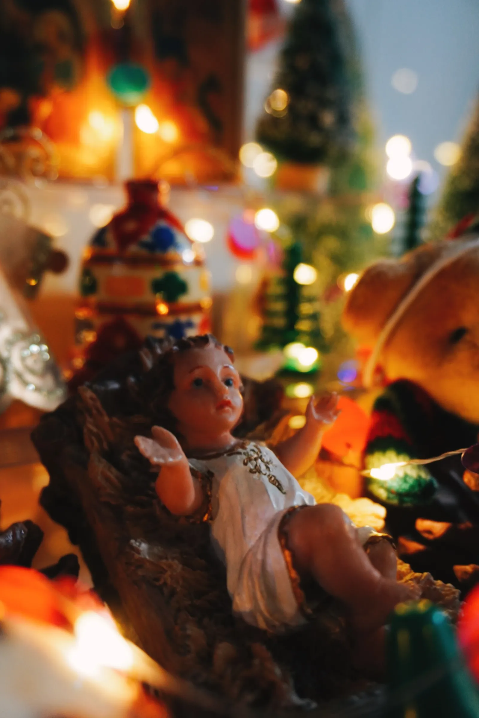 A figure of our Lord Jesus Christ as a baby in a manger